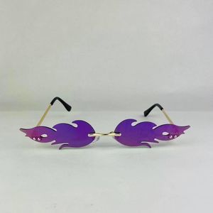 Rimless fire flame shaped sunglasses